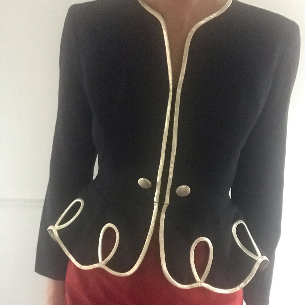 Rimini blazer with gold trimming fits size 4.